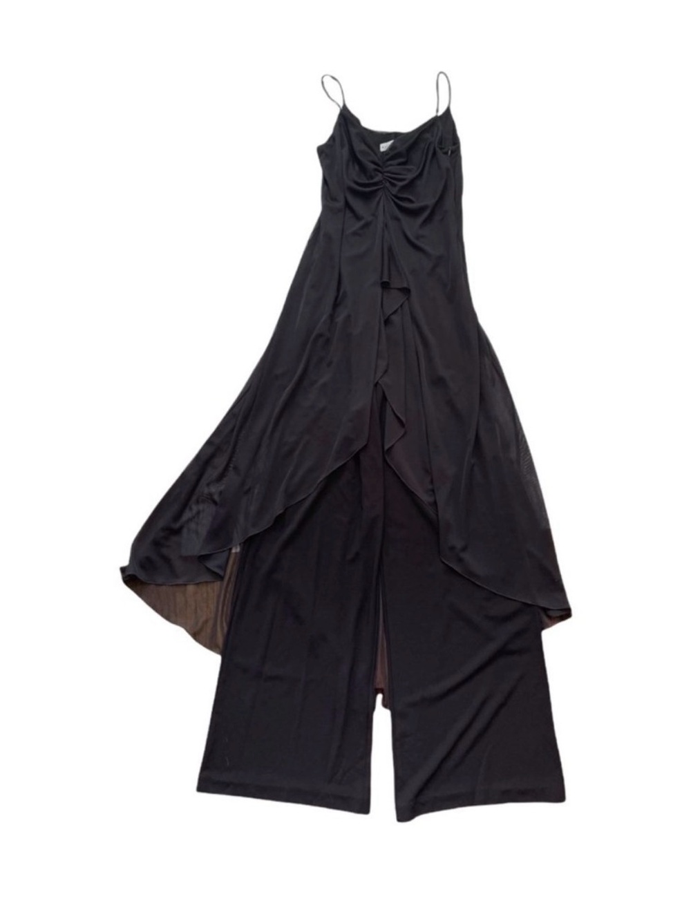 White House Black Market Black Draped Overlay Wide-Leg Jumpsuit